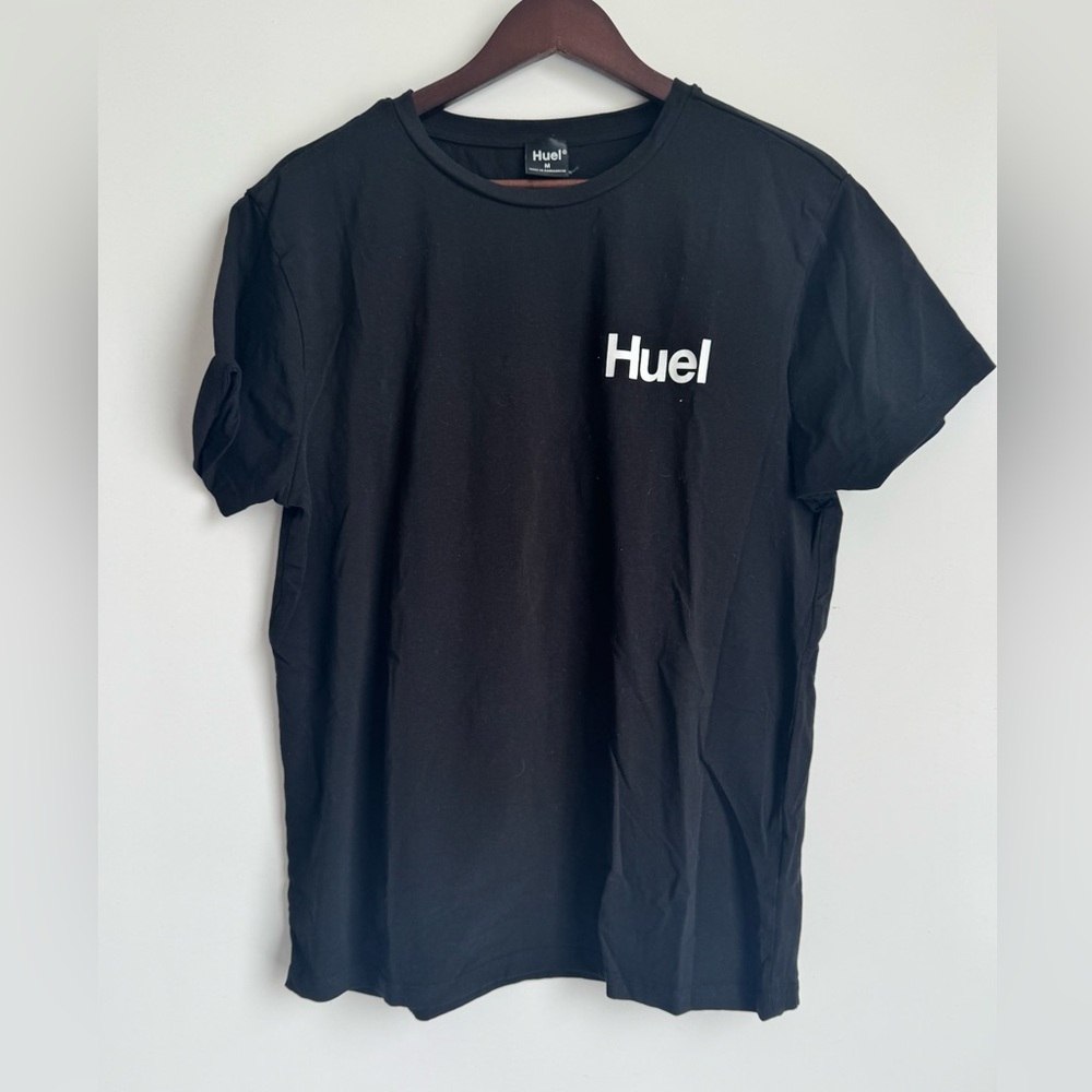 Huel Men's T-Shirt Medium Black Short‎ Sleeve Tee Crewneck Cotton Regular Fit